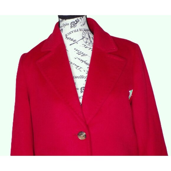 🆕RALPH LAUREN Longline Reefer Coat Wool Blend Red 6 - Picture 6 of 13